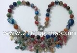 CGN488 21.5 inches chinese crystal & striped agate beaded necklaces