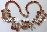 CGN499 21 inches chinese crystal & striped agate beaded necklaces