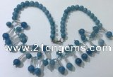 CGN502 21 inches chinese crystal & blue sponge quartz beaded necklaces