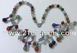 CGN506 21 inches chinese crystal & mixed gemstone beaded necklaces