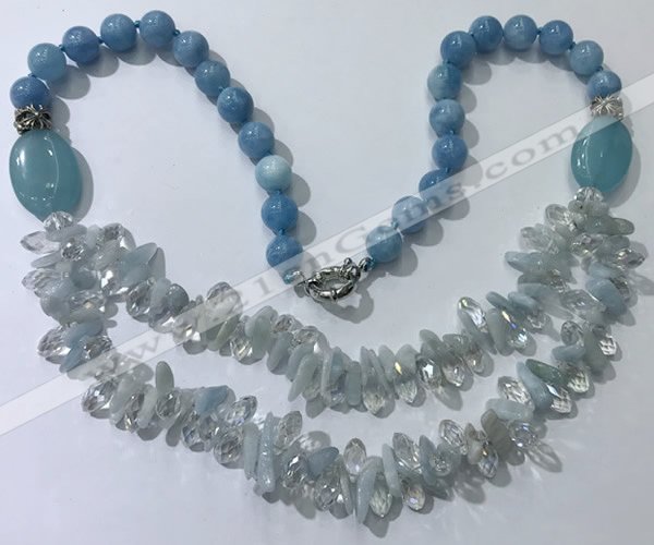 CGN516 23.5 inches chinese crystal & mixed gemstone beaded necklaces