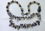 CGN518 23.5 inches chinese crystal & mixed gemstone beaded necklaces