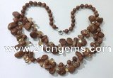 CGN532 19.5 inches chinese crystal & goldstone beaded necklaces