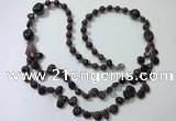 CGN539 27 inches chinese crystal & garnet beaded necklaces