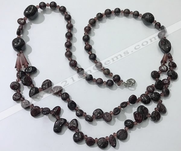 CGN539 27 inches chinese crystal & garnet beaded necklaces