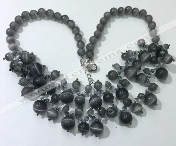 CGN557 19.5 inches stylish 4mm - 12mm cat eye beaded necklaces