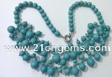 CGN559 19.5 inches stylish 4mm - 12mm imitation turquoise beaded necklaces