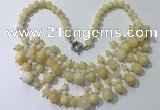 CGN561 19.5 inches stylish 4mm - 12mm yellow jade beaded necklaces