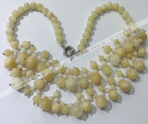 CGN561 19.5 inches stylish 4mm - 12mm yellow jade beaded necklaces