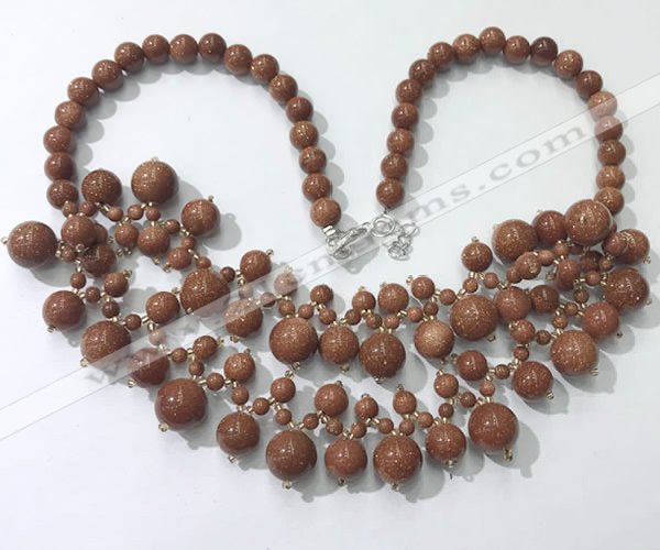 CGN562 19.5 inches stylish 4mm - 12mm goldstone beaded necklaces