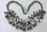 CGN568 19.5 inches stylish 4mm - 12mm grey agate beaded necklaces