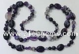 CGN583 23.5 inches striped agate gemstone beaded necklaces