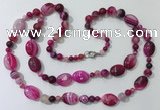 CGN584 23.5 inches striped agate gemstone beaded necklaces