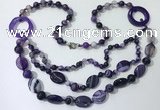 CGN597 23.5 inches striped agate gemstone beaded necklaces