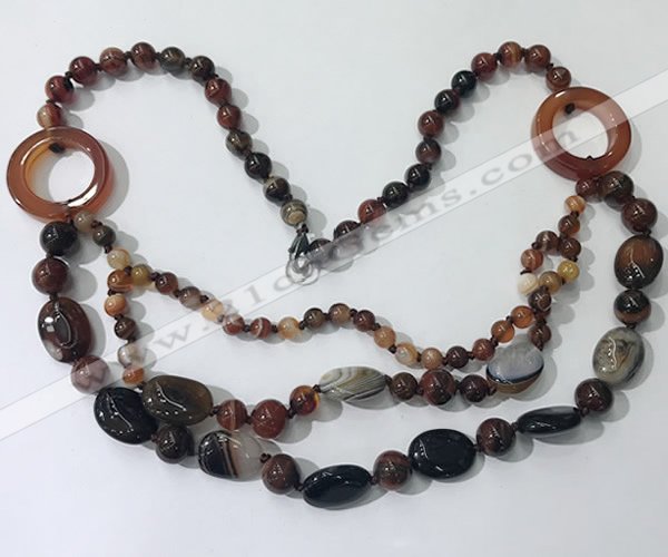 CGN602 23.5 inches striped agate gemstone beaded necklaces