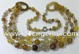 CGN612 24 inches chinese crystal & striped agate beaded necklaces