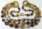 CGN621 24 inches chinese crystal & striped agate beaded necklaces