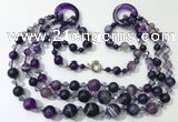 CGN622 24 inches chinese crystal & striped agate beaded necklaces