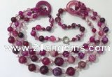CGN623 24 inches chinese crystal & striped agate beaded necklaces