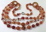 CGN626 24 inches chinese crystal & striped agate beaded necklaces