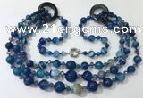 CGN627 24 inches chinese crystal & striped agate beaded necklaces