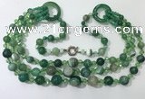 CGN630 24 inches chinese crystal & striped agate beaded necklaces