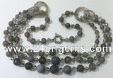 CGN638 24 inches chinese crystal & striped agate beaded necklaces