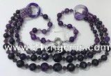 CGN639 24 inches chinese crystal & striped agate beaded necklaces