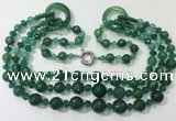 CGN641 24 inches chinese crystal & striped agate beaded necklaces