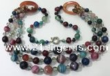 CGN643 24 inches chinese crystal & striped agate beaded necklaces
