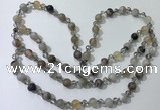 CGN650 22 inches chinese crystal & striped agate beaded necklaces