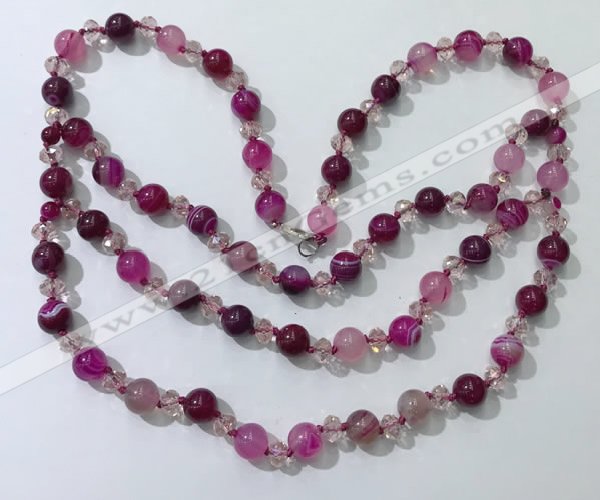 CGN653 22 inches chinese crystal & striped agate beaded necklaces