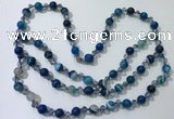 CGN656 22 inches chinese crystal & striped agate beaded necklaces