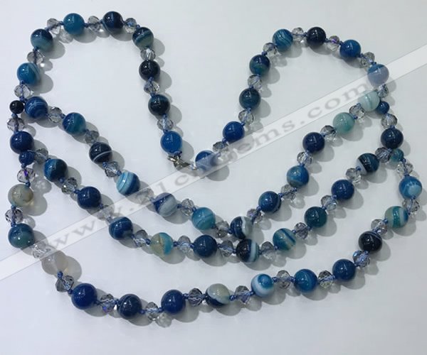 CGN656 22 inches chinese crystal & striped agate beaded necklaces