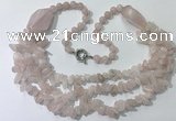 CGN670 22 inches stylish rose quartz beaded necklaces wholesale