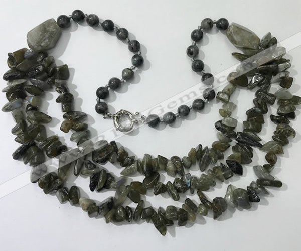 CGN677 22 inches stylish labradorite gemstone beaded necklaces