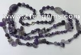 CGN680 23.5 inches chinese crystal & amethyst beaded necklaces