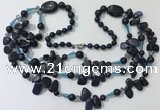 CGN683 23.5 inches chinese crystal & blue goldstone beaded necklaces