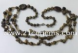 CGN686 23.5 inches chinese crystal & yellow tiger eye beaded necklaces