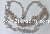 CGN695 22.5 inches chinese crystal & rose quartz beaded necklaces