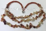 CGN700 22.5 inches chinese crystal & red agate beaded necklaces