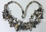 CGN701 22.5 inches chinese crystal & grey agate beaded necklaces