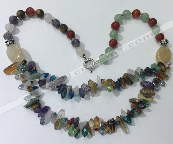 CGN703 22.5 inches chinese crystal & mixed gemstone beaded necklaces