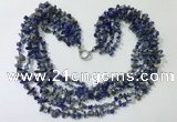 CGN728 19.5 inches stylish 6 rows lapis lazuli chips necklaces