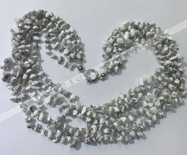 CGN730 19.5 inches stylish 6 rows white howlite chips necklaces