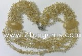 CGN757 20 inches stylish 6 rows citrine chips necklaces