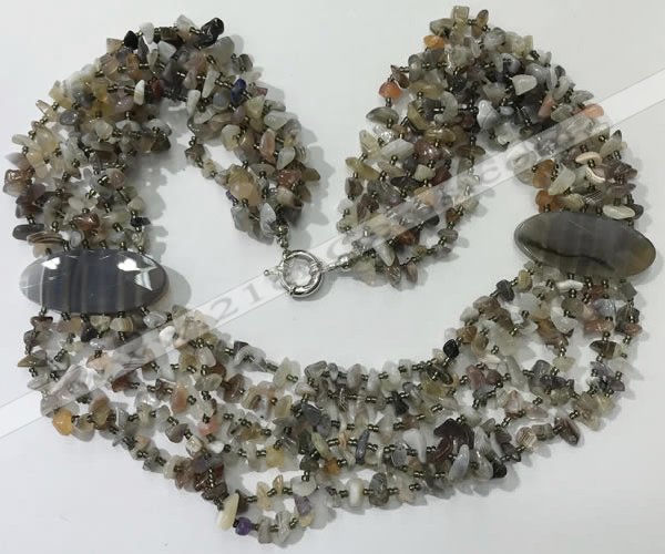 CGN761 20 inches stylish 6 rows Botswana agate chips necklaces