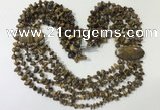 CGN768 20 inches stylish 6 rows yellow tiger eye chips necklaces