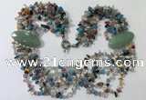 CGN770 20 inches stylish 6 rows mix gemstone chips necklaces