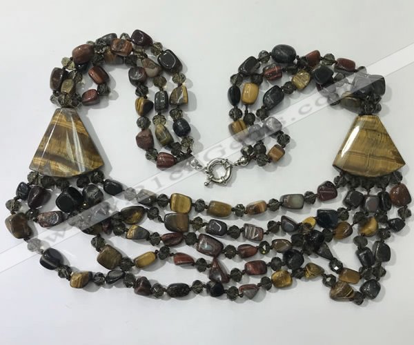 CGN791 23.5 inches stylish mixed tiger eye nuggets necklaces